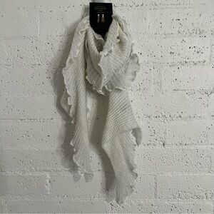 Mix/It Womens Scarf Ivory Oblong Metallic Ruffle NEW One Size T13